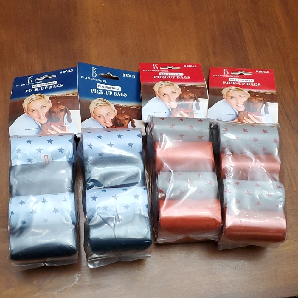 Packs of 8 Ellen Degeneres Eco Friendly dog  Pick Up Bags
